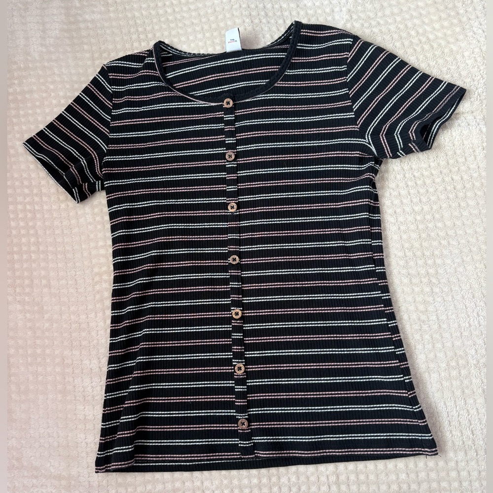 Old Navy Black and Pink Striped Top